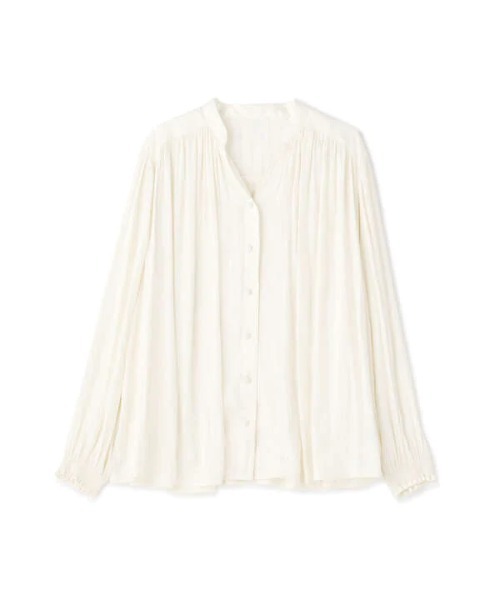 N.（N. Natural Beauty Basic）（エヌエヌナチュラルビューティーベーシック）の「◆サテンシャーリングスリーブブラウス（シャツ/ブラウス・レディース・オレンジ/オフホワイト/ラベンダー・MEDIUM）」の16枚目の写真