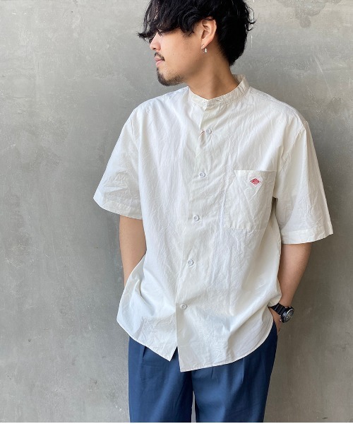 DANTON（ダントン）の「[DANTON/ダントン] コットンリネンバンドカラーシャツ（シャツ/ブラウス・メンズ・ネイビー/アイボリー・40/42/38）」の2枚目の写真