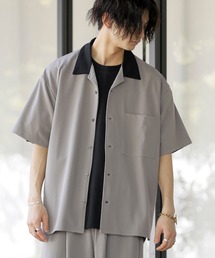 ADMIX/ATELIER SAB MEN | 梨地 ジョーゼット ジャージ 配色カラー オーバーサイズ 半袖 ボウリングシャツ(シャツ/ブラウス)