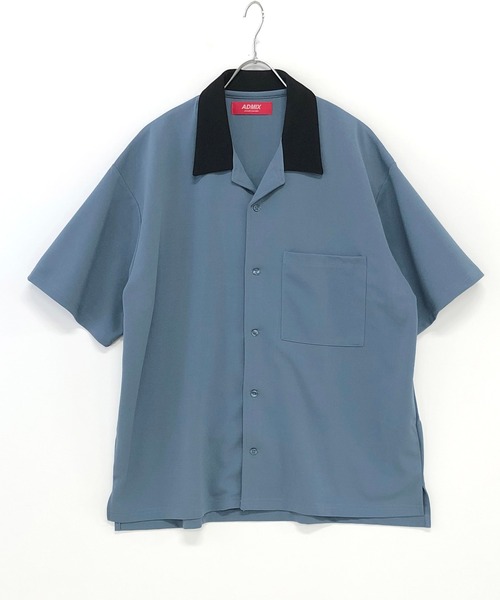 ADMIX/ATELIER SAB MEN（アドミックスアトリエサブメン）の「梨地 ジョーゼット ジャージ 配色カラー オーバーサイズ 半袖 ボウリングシャツ（シャツ/ブラウス・メンズ・ブラック/ブルーグレー/グレイッシュベージュ・48/50）」の19枚目の写真