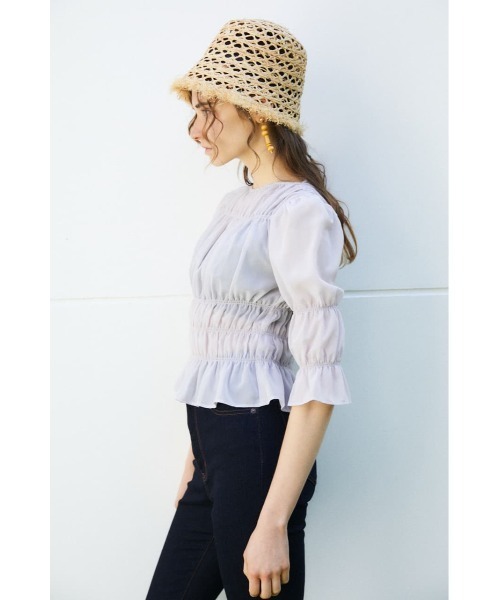 MOUSSY（マウジー）の「SHIRRING ブラウス（シャツ/ブラウス・レディース・ライトパープル/キャメル/ダークブラウン・FREE）」の5枚目の写真