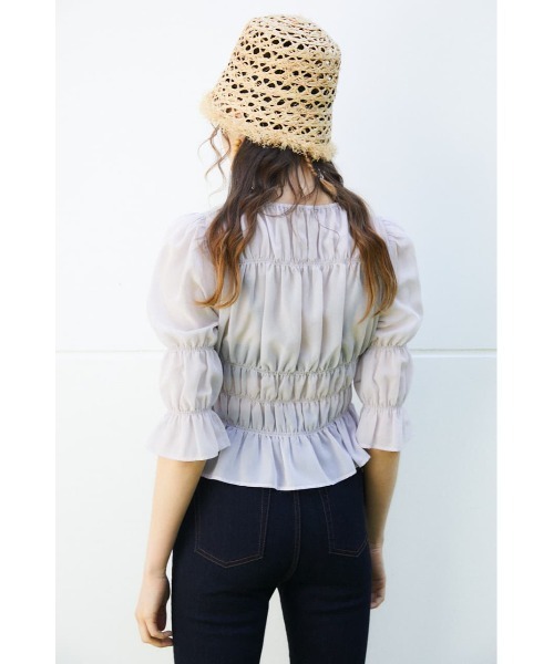 MOUSSY（マウジー）の「SHIRRING ブラウス（シャツ/ブラウス・レディース・ライトパープル/キャメル/ダークブラウン・FREE）」の9枚目の写真