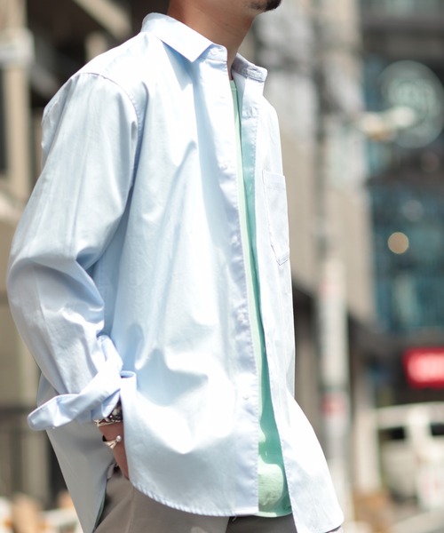 JOURNAL STANDARD relume（ジャーナルスタンダード　レリューム）の「ビッグシルエット ボタンダウンストライプシャツ（シャツ/ブラウス・メンズ・ネイビー/サックスブルー/ブルー/ブルー系その他・MEDIUM/LARGE）」の20枚目の写真