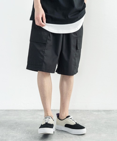 Rocky Monroe（ロッキーモンロー）の「タイプライターワイドカーゴショーツ（カーゴパンツ・メンズ・ブラック/ベージュ/カーキ/ブルー・L/LL/M）」の5枚目の写真