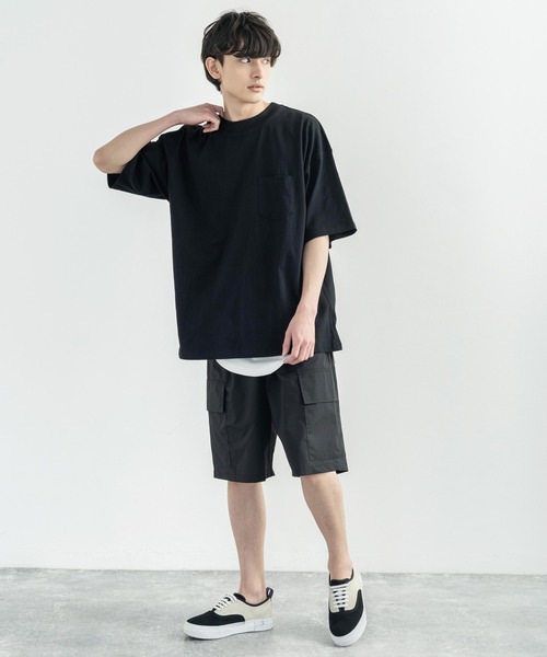 Rocky Monroe（ロッキーモンロー）の「タイプライターワイドカーゴショーツ（カーゴパンツ・メンズ・ブラック/ベージュ/カーキ/ブルー・L/LL/M）」の7枚目の写真