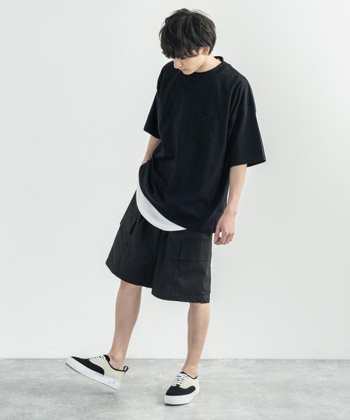 Rocky Monroe（ロッキーモンロー）の「タイプライターワイドカーゴショーツ（カーゴパンツ・メンズ・ブラック/ベージュ/カーキ/ブルー・L/LL/M）」の8枚目の写真