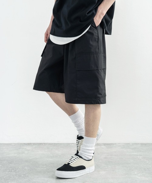Rocky Monroe（ロッキーモンロー）の「タイプライターワイドカーゴショーツ（カーゴパンツ・メンズ・ブラック/ベージュ/カーキ/ブルー・L/LL/M）」の9枚目の写真