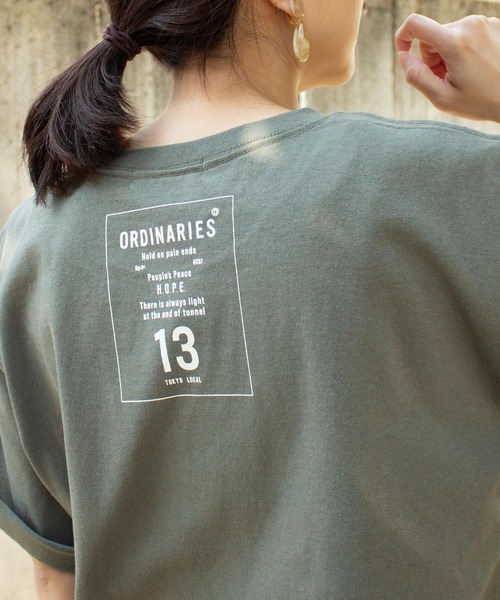 ALL ORDINARIES(オールオーディナリーズ)の「ORDINARIESロゴオーバーTシャツ(Tシャツ/カットソー・レディース・ホワイト/ベージュ/オリーブ/ブラック・M/XS/L)」の4枚目の写真