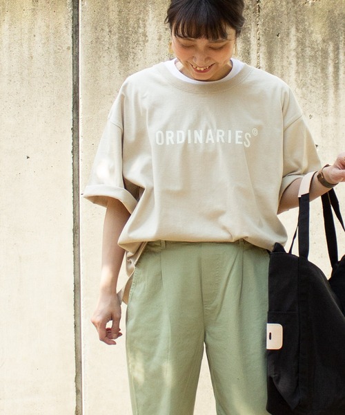 ALL ORDINARIES(オールオーディナリーズ)の「ORDINARIESロゴオーバーTシャツ(Tシャツ/カットソー・レディース・ホワイト/ベージュ/オリーブ/ブラック・M/XS/L)」の19枚目の写真