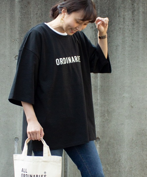 ALL ORDINARIES(オールオーディナリーズ)の「ORDINARIESロゴオーバーTシャツ(Tシャツ/カットソー・レディース・ホワイト/ベージュ/オリーブ/ブラック・M/XS/L)」の16枚目の写真