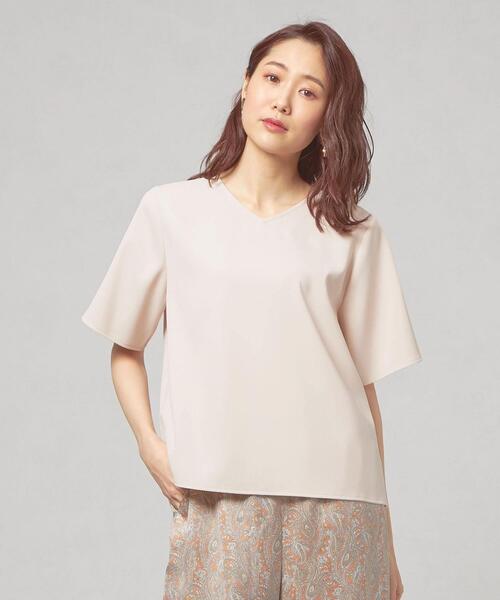 closet story（クローゼットストーリー）の「＜closet story＞ ジョーゼット Vネック TEE ブラウス（シャツ/ブラウス・レディース・ホワイト/ライム/ライトピンク・FREE）」の3枚目の写真