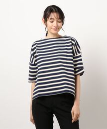 Samansa Mos2 blue | ボーダーバスクTee(Tシャツ/カットソー)