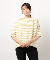 Samansa Mos2 blue | ボーダーバスクTee(Tシャツ/カットソー)