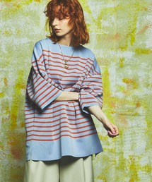 MAISON SPECIAL | 《ユニセックスアイテム》18GオーガニックコットンプライムオーバーミラノリブパネルボーダーバスクTシャツ 【MAISON SPECIAL/メゾンスペシャル】(Tシャツ/カットソー)
