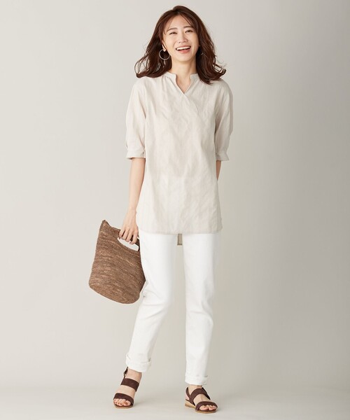 J.PRESS Ladies(J.プレス レディス)の「【洗える】70アキハレース チュニック ブラウス(シャツ/ブラウス・レディース・ホワイト系/ベージュ系/ライトグリーン系・XS)」の8枚目の写真