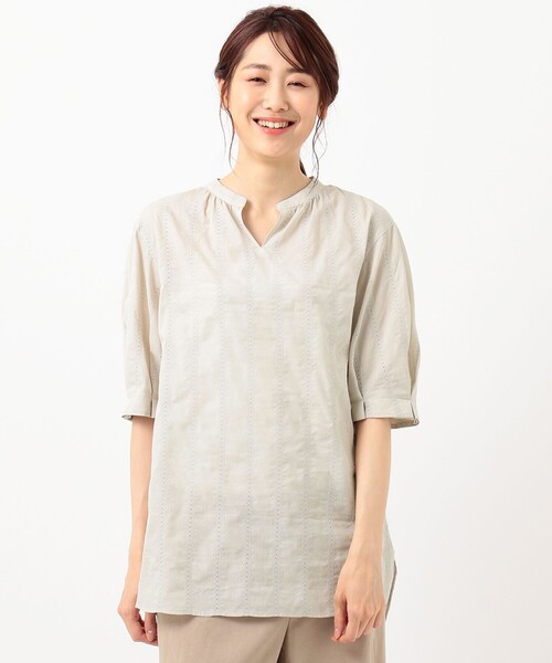 J.PRESS Ladies(J.プレス レディス)の「【洗える】70アキハレース チュニック ブラウス(シャツ/ブラウス・レディース・ホワイト系/ベージュ系/ライトグリーン系・XS)」の12枚目の写真