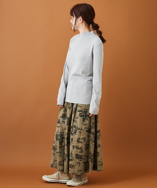 CUBE SUGAR（キューブシュガー）の「ショートスラブフライス 無地 長袖 ハイネック（Tシャツ/カットソー・レディース・ホワイト/ブラック/カーキ/イエロー/トップグレー/レンガ・M）」の12枚目の写真