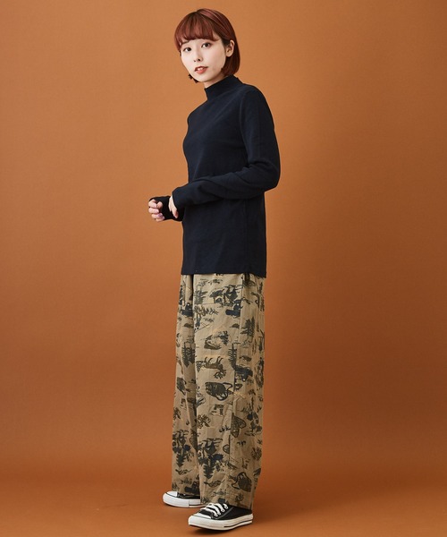 CUBE SUGAR（キューブシュガー）の「ショートスラブフライス 無地 長袖 ハイネック（Tシャツ/カットソー・レディース・ホワイト/ブラック/カーキ/イエロー/トップグレー/レンガ・M）」の17枚目の写真