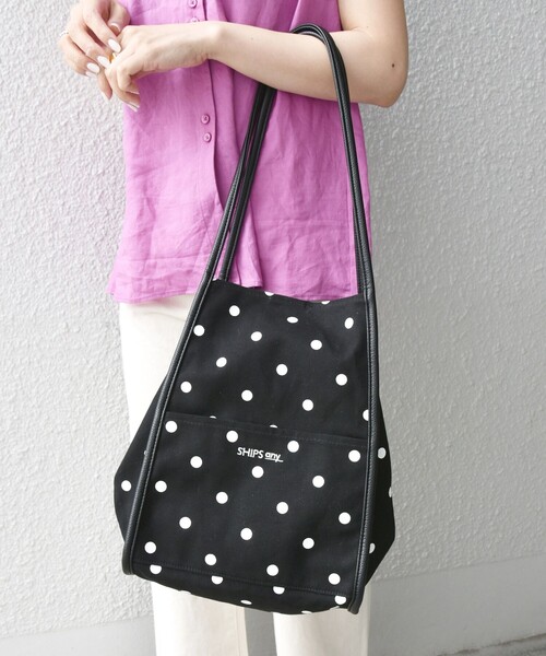 SHIPS any(シップス エニィ)の「SHIPS any: 2WAY ドット マルシェ トートバッグ(トートバッグ・レディース・ブラック/ベージュ・ONE SIZE)」の14枚目の写真