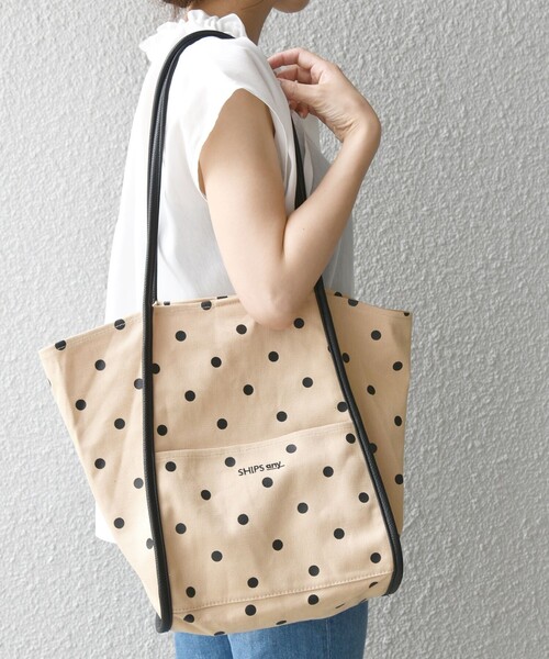 SHIPS any(シップス エニィ)の「SHIPS any: 2WAY ドット マルシェ トートバッグ(トートバッグ・レディース・ブラック/ベージュ・ONE SIZE)」の10枚目の写真