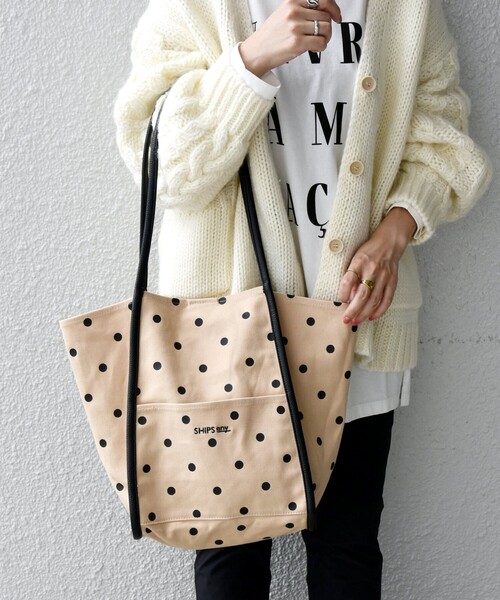 SHIPS any(シップス エニィ)の「SHIPS any: 2WAY ドット マルシェ トートバッグ(トートバッグ・レディース・ブラック/ベージュ・ONE SIZE)」の20枚目の写真