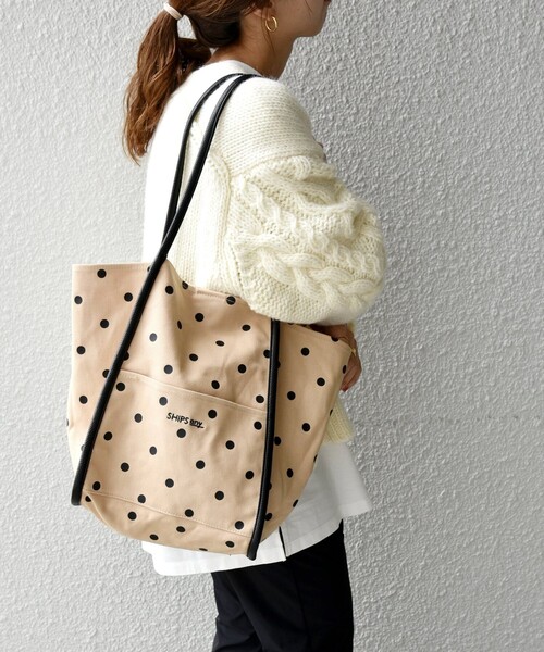 SHIPS any(シップス エニィ)の「SHIPS any: 2WAY ドット マルシェ トートバッグ(トートバッグ・レディース・ブラック/ベージュ・ONE SIZE)」の22枚目の写真