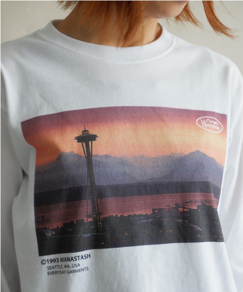 MANASTASH（マナスタッシュ）の「MANASTASH/マナスタッシュ　W's PHOTO L/S TEE 'SUNSET'　ウィメンズ　フォトロンＴ　サンセット（Tシャツ/カットソー・レディース・ホワイト/ブラック・MEDIUM）」の7枚目の写真