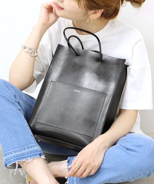 YAHKI（ヤーキ）の「【YAHKI /ヤーキ】WFACE SHOPPING BAG：ショッピングバッグ◆（トートバッグ・レディース・ブラック/ホワイト系その他・FREE）」の2枚目の写真