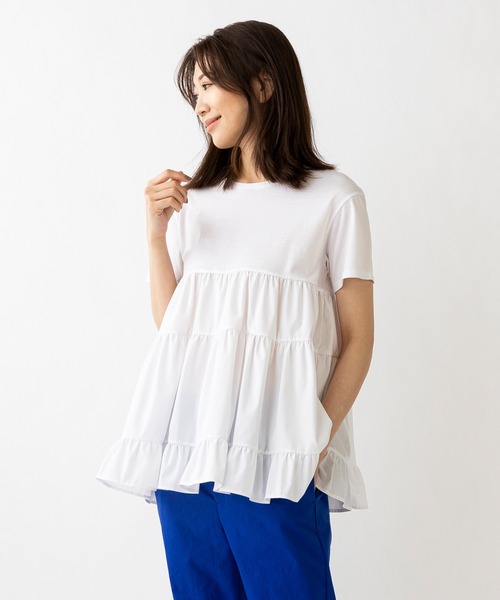 Sono（ソーノ）の「【SONO/ソーノ】ティアードカットプルオーバー（Tシャツ/カットソー・レディース・ホワイト/ブラック・1）」の5枚目の写真