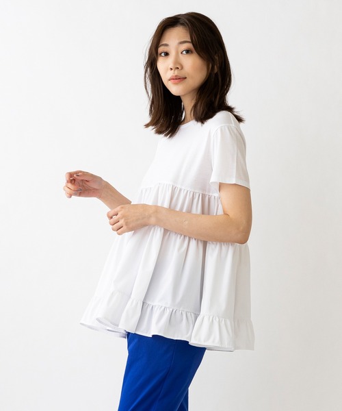 Sono（ソーノ）の「【SONO/ソーノ】ティアードカットプルオーバー（Tシャツ/カットソー・レディース・ホワイト/ブラック・1）」の6枚目の写真