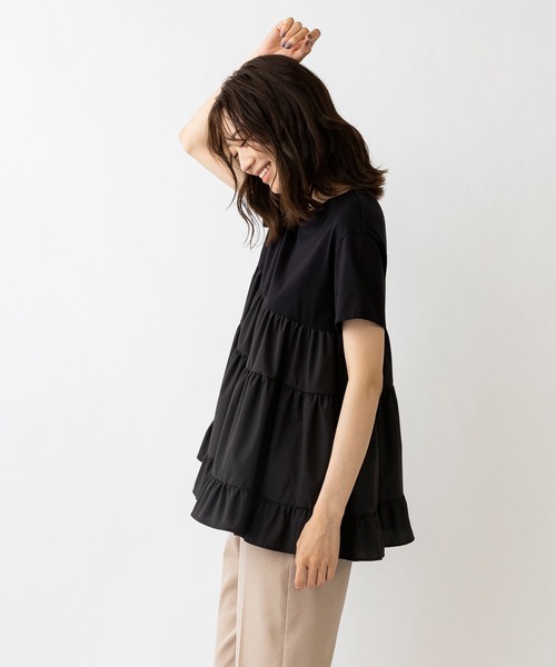 Sono（ソーノ）の「【SONO/ソーノ】ティアードカットプルオーバー（Tシャツ/カットソー・レディース・ホワイト/ブラック・1）」の10枚目の写真