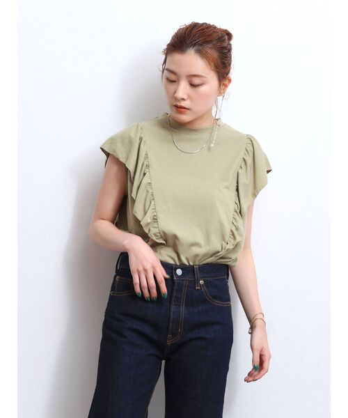 Ungrid（アングリッド）の「フリルデザインタンクトップ（Tシャツ/カットソー・レディース・オフホワイト/ブラック/カーキ・FREE）」の7枚目の写真