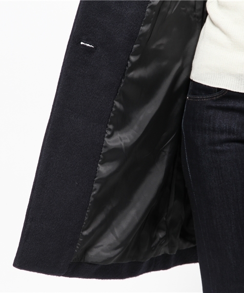 one after another NICE CLAUP（ワンアフターアナザーナイスクラップ）の「【ナイスクラップ】シャギーロングチェスターコート（チェスターコート・レディース・ネイビー/サックスブルー/ピンク系その他/チェック・MEDIUM/LARGE）」の12枚目の写真