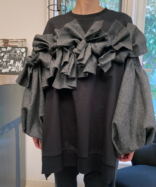 FLUMOR リボンチェスト切替プルオーバー FLUMOR リボンチェスト切替プルオーバー
