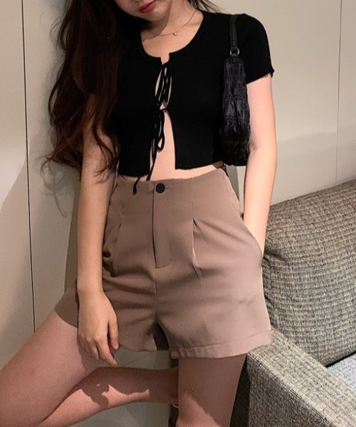 Mimma/Mimaa（ミマ）の「【Mimma/Mimaa】スラックスショートパンツ（スラックス・レディース・ブラック/ブラウン・FREE）」の2枚目の写真