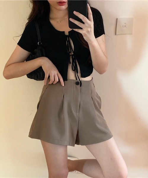 Mimma/Mimaa（ミマ）の「【Mimma/Mimaa】スラックスショートパンツ（スラックス・レディース・ブラック/ブラウン・FREE）」の15枚目の写真