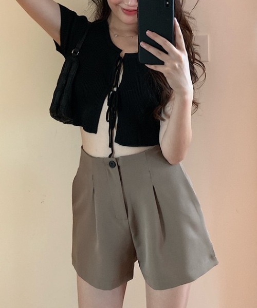 Mimma/Mimaa（ミマ）の「【Mimma/Mimaa】スラックスショートパンツ（スラックス・レディース・ブラック/ブラウン・FREE）」の18枚目の写真