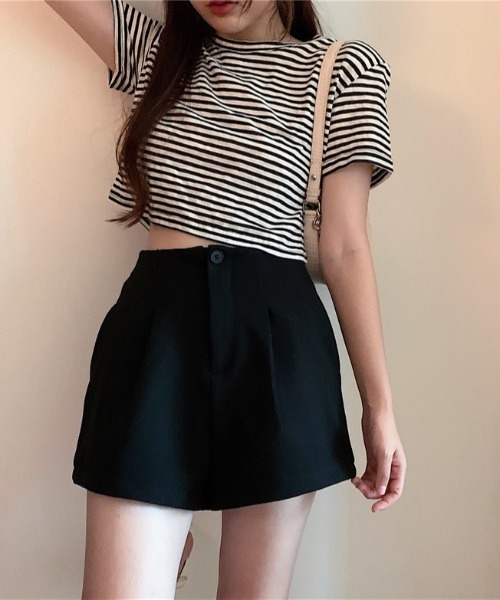 Mimma/Mimaa（ミマ）の「【Mimma/Mimaa】スラックスショートパンツ（スラックス・レディース・ブラック/ブラウン・FREE）」の4枚目の写真