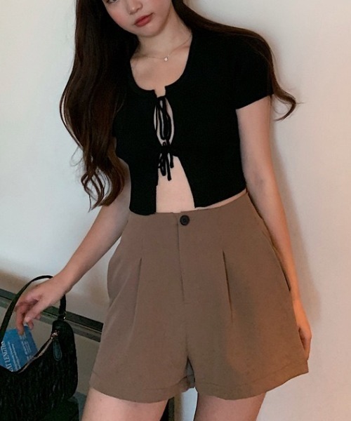 Mimma/Mimaa（ミマ）の「【Mimma/Mimaa】スラックスショートパンツ（スラックス・レディース・ブラック/ブラウン・FREE）」の7枚目の写真