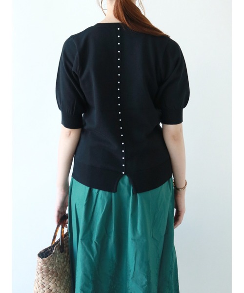 Te chichi（テチチ）の「【UVカット】バックパールニットプルオーバー（ニット/セーター・レディース・グレー/ブラック/オフホワイト・ﾌﾘ-）」の18枚目の写真