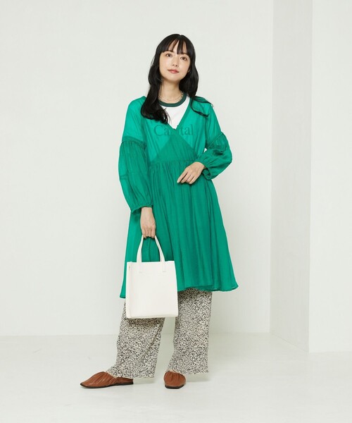 FREAK'S STORE（フリークスストア）の「シアーカシュクールミニワンピース（ワンピース・レディース・ブラック/サックスブルー/グリーン・ﾌﾘ-）」の5枚目の写真