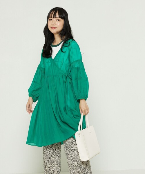 FREAK'S STORE（フリークスストア）の「シアーカシュクールミニワンピース（ワンピース・レディース・ブラック/サックスブルー/グリーン・ﾌﾘ-）」の18枚目の写真