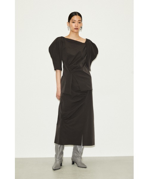 THROW by SLY（スローバイスライ）の「THROW SHIRRING DESIGN L/SK シャーリングデザイン ロングスカート（スカート・レディース・ライトブルー/グレー・1/0）」の2枚目の写真