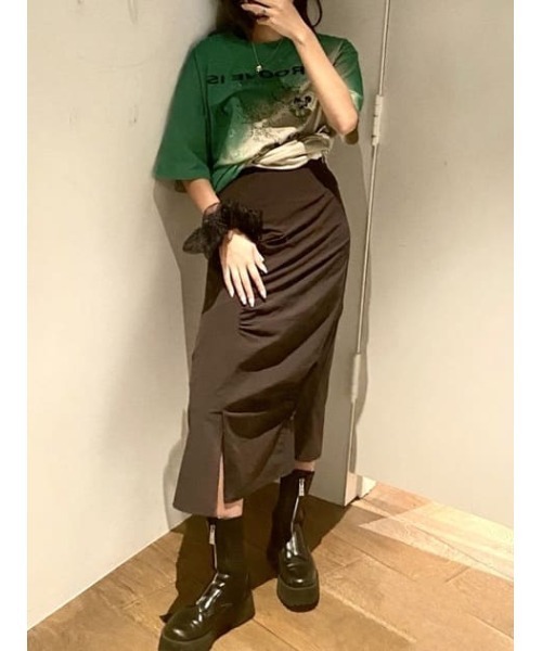 THROW by SLY（スローバイスライ）の「THROW SHIRRING DESIGN L/SK シャーリングデザイン ロングスカート（スカート・レディース・ライトブルー/グレー・1/0）」の4枚目の写真