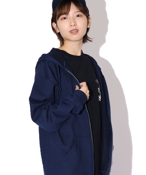 GILDAN(ギルダン)の「Gildan /ギルダン 8.0oz USAオーバーサイズ 裏起毛プルオーバーフルジップパーカー スウェット(パーカー・レディース・ホワイト/ブラック/ダークブラウン/ネイビー/グレー・S/M/L/XL)」の11枚目の写真