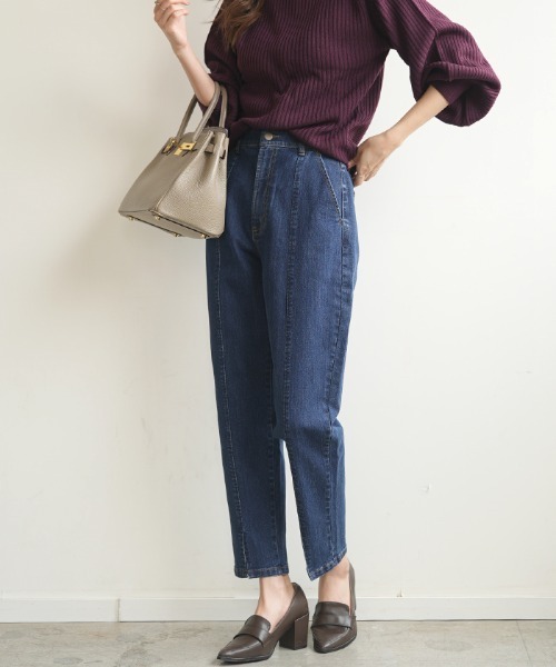 Futier land（フューティアランド）の「フロントスリットテーパードデニムパンツ（デニムパンツ・レディース・ブルー/ネイビー/インディゴブルー・SMALL/MEDIUM/LARGE/X-LARGE）」の12枚目の写真