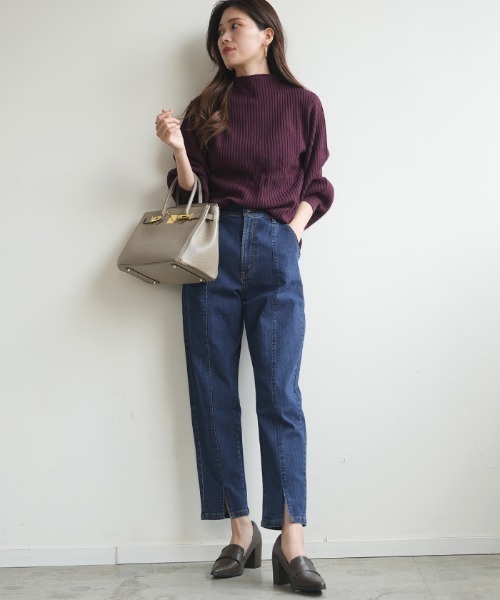 Futier land（フューティアランド）の「フロントスリットテーパードデニムパンツ（デニムパンツ・レディース・ブルー/ネイビー/インディゴブルー・SMALL/MEDIUM/LARGE/X-LARGE）」の8枚目の写真