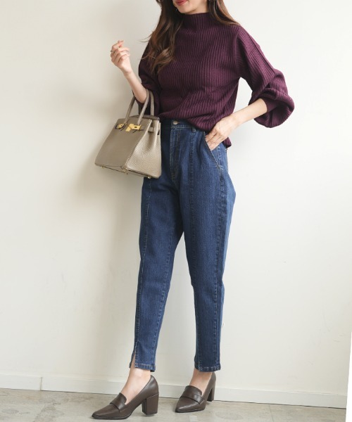 Futier land（フューティアランド）の「フロントスリットテーパードデニムパンツ（デニムパンツ・レディース・ブルー/ネイビー/インディゴブルー・SMALL/MEDIUM/LARGE/X-LARGE）」の21枚目の写真