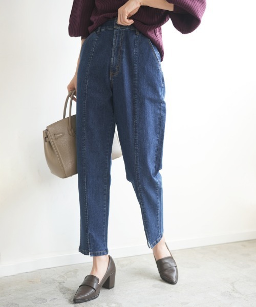 Futier land（フューティアランド）の「フロントスリットテーパードデニムパンツ（デニムパンツ・レディース・ブルー/ネイビー/インディゴブルー・SMALL/MEDIUM/LARGE/X-LARGE）」の13枚目の写真