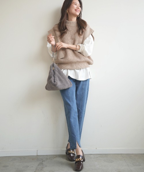 Futier land（フューティアランド）の「フロントスリットテーパードデニムパンツ（デニムパンツ・レディース・ブルー/ネイビー/インディゴブルー・SMALL/MEDIUM/LARGE/X-LARGE）」の18枚目の写真